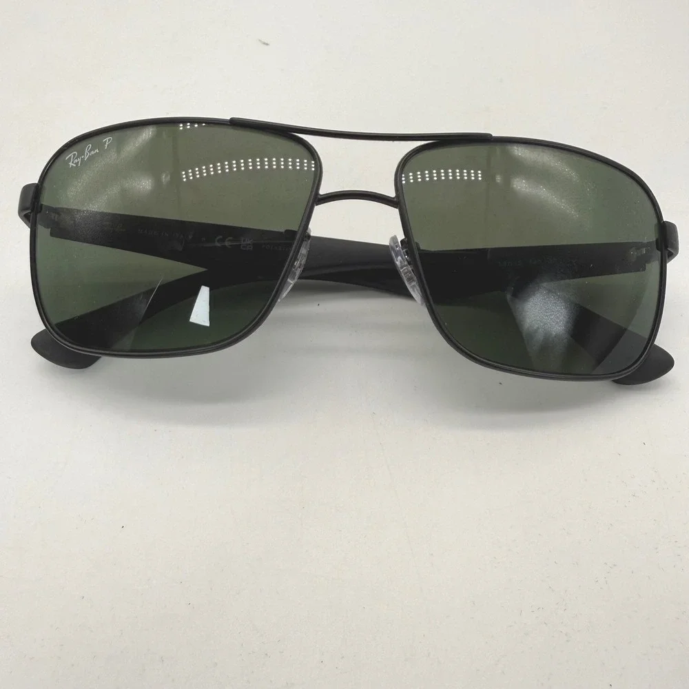 Ray-Ban Sunglasses Men 59mm Black RB3516 006/9A Polarized Green Lens Aviator